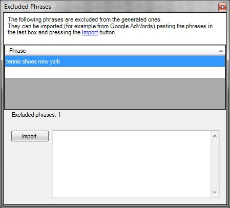 Excluded phrases form