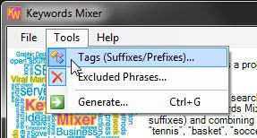 Tags menu